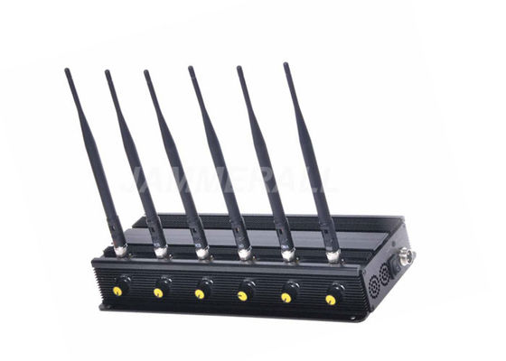 Kalite  6 Band Desktop Cell Phone Signal Jammer , Adjustable Cellular 3G 4G WiFi Jammer Fabrika